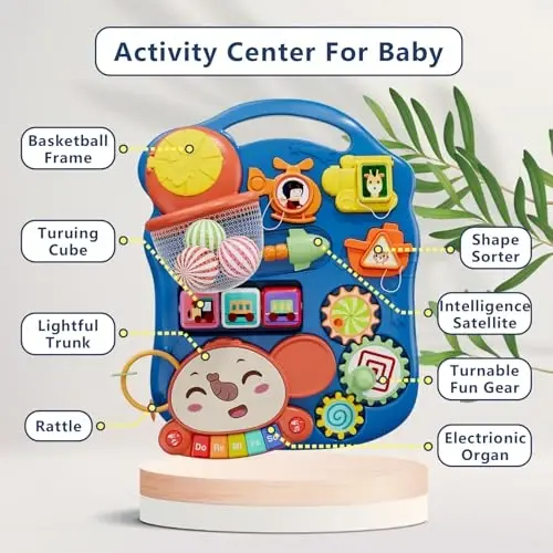 QDRAGON 3 in 1 Baby Walker and Activity Center for Boy, Learning to Walk, Sit to Stand, Early Educational Push Toys with Music Panel for Infant Toddler 12+ Months Blue - 3