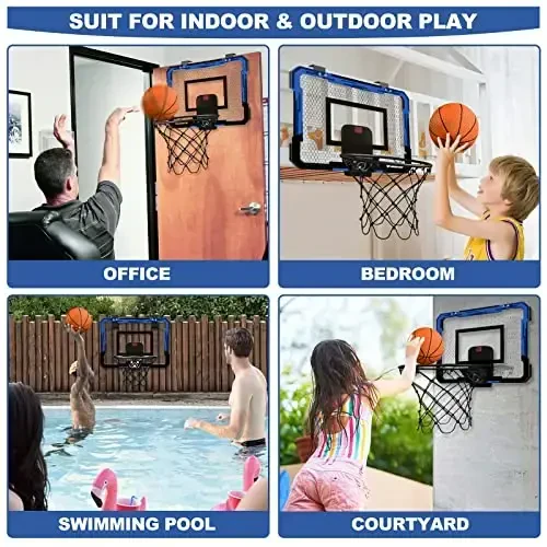 QDRAGON Indoor Basketball Hoop for Kids, Over The Door Basketball Hoops, Mini Hoop with Scoreboard & 3 Balls, Basketball Toys Gifts for 5 6 7 8 9 10 11 12 Year Old Boys Girls Teens - 6