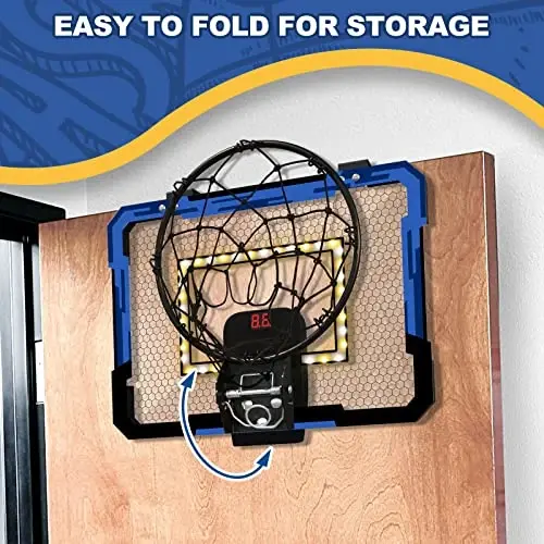QDRAGON Mini Basketball Hoop with Scoreboard/LED Light, Glow in The Dark Over The Door Basketball Hoop Indoor, Toy Gifts for Kids/Adults/Boys/Girls - 4