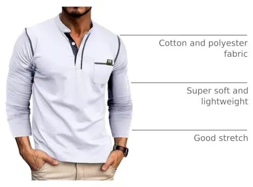 Qekoma Men's Henley Shirts Short/Long Sleeve Casual Cotton T-Shirt | True Classic Tees，V Neck Tshirts，Button Stylish，Summer Shirt，Work，Daily Use Top - 1
