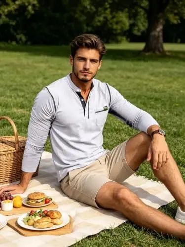 Qekoma Men's Henley Shirts Short/Long Sleeve Casual Cotton T-Shirt | True Classic Tees，V Neck Tshirts，Button Stylish，Summer Shirt，Work，Daily Use Top - 3