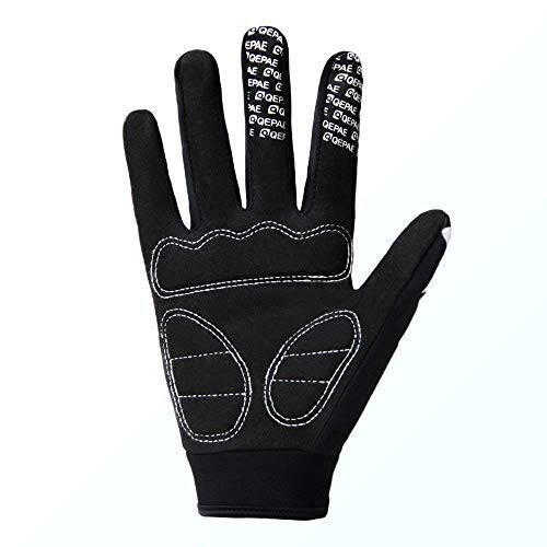 QEPAE Breathable Auto Racing Gloves Anti-Slip Full Finger Gloves for Biking Running Sporting Weightlifting Hunting Shooting Training, Medium, Skeleton Pattern - 7