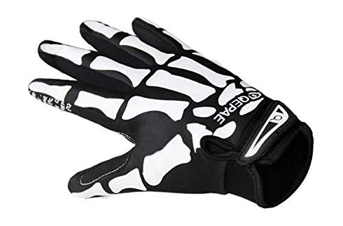 QEPAE Breathable Auto Racing Gloves Anti-Slip Full Finger Gloves for Biking Running Sporting Weightlifting Hunting Shooting Training, Medium, Skeleton Pattern - 9