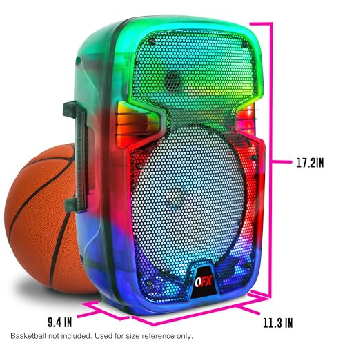 QFX 8 inç Taşınabilir Şarj Edilebilir Bluetooth PA Karaoke Yüksek Sesli Parti Hoparlörü 5 Saate Kadar Oynatma Süresi | Bluetooth 5.3, TWS, USB Bağlantı Noktası, TF, AUX, FM Radyo, 360 Derece Saydam Hareketli Parti Işıkları | TMS-853 - 10