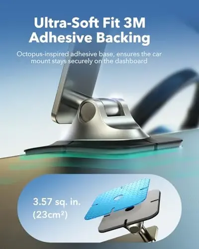 ESR for 15W MagSafe Car Mount Charger, Universal Dashboard/Tesla MagSafe Car Charger, Magnetic Wireless Charging, Adjustable Car Phone Holder for iPhone 17/16/15/14/13/12, S25, Pixel 10, Titanium - 2