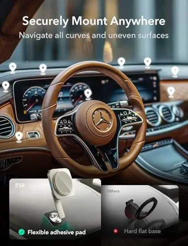 ESR for 15W MagSafe Car Mount Charger, Universal Dashboard/Tesla MagSafe Car Charger, Magnetic Wireless Charging, Adjustable Car Phone Holder for iPhone 17/16/15/14/13/12, S25, Pixel 10, Titanium - 5