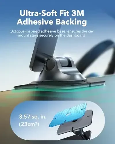 Qi2 15W MagSafe avtomobil o'rnatish zaryadlovchisi uchun ESR, Universal Dashboard/Tesla MagSafe avtomobil zaryadlovchisi, simsiz magnit zaryadlash, iPhone 17/16/15/14/13/12, S25, Pixel 10, qora uchun sozlanishi avtomobil telefon ushlagichi - 6