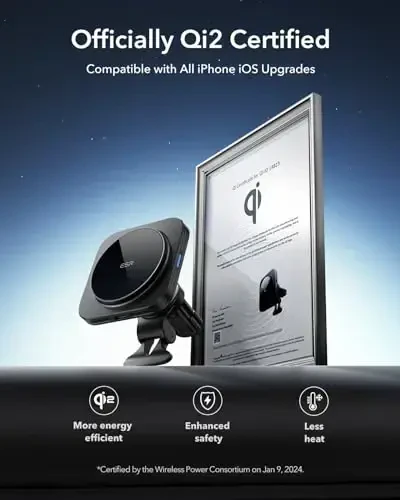 ESR for Qi2 15W MagSafe Car Mount Charger, Qi2-Certified MagSafe Car Charger, Air Vent/Dashboard Magnetic Wireless Phone Holder Mount for iPhone 17/16/15/14/13/12, Galaxy S25, Pixel 10, Fast Charging - 4