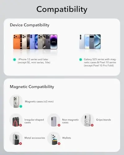 ESR for 15W MagSafe Car Mount Charger, MagSafe Car Charger, Air Vent/Dashboard Magnetic Wireless Phone Holder Mount for iPhone 17/16/15/14/13/12, Galaxy S25, Pixel 10, Fast Charging - 3
