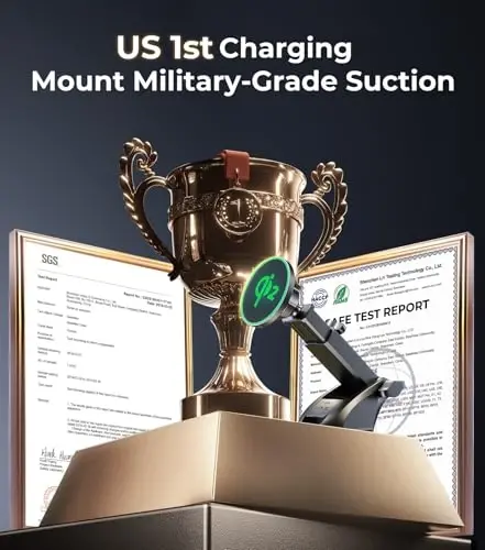 【Qi2 Certified・90LBS Vacuum Magnetic Suction】 15W Fast Wireless Car Charger Mount for Magsafe, 360° Adjustable Arm, Dashboard/Windshield/Vent Phone Holder+Cable Organaizer for iPhone 17/16/15 Pro Max - 4