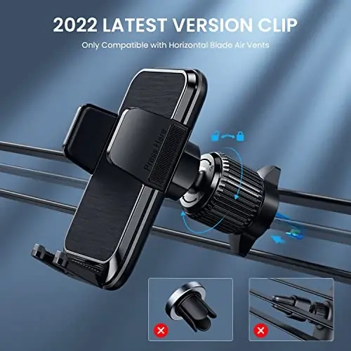 Qifutan Phone Mount for Car Vent [Upgraded Metal Clip] Cell Phone Holder Car Hands Free Cradle in Vehicle Car Phone Holder Mount for Smartphone, iPhone, Cell Phone Automobile Cradles Universal - 2