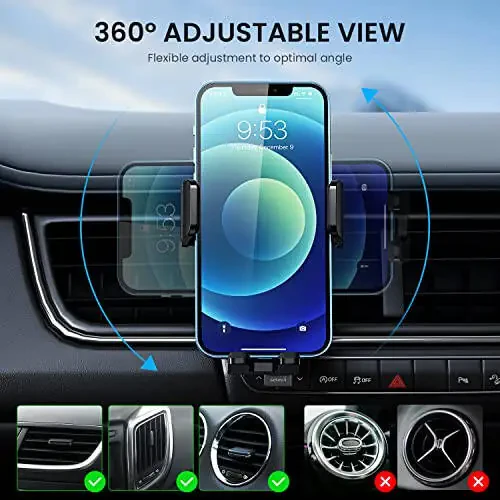 Qifutan Phone Mount for Car Vent [Upgraded Metal Clip] Cell Phone Holder Car Hands Free Cradle in Vehicle Car Phone Holder Mount for Smartphone, iPhone, Cell Phone Automobile Cradles Universal - 6