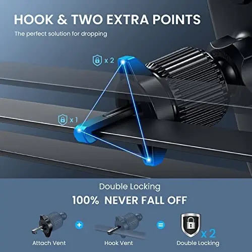 Qifutan Phone Mount for Car Vent [Upgraded Metal Clip] Cell Phone Holder Car Hands Free Cradle in Vehicle Car Phone Holder Mount for Smartphone, iPhone, Cell Phone Automobile Cradles Universal - 3