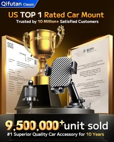 Qifutan Car Phone Holder Mount Phone Mount for Car Windshield Dashboard Air Vent Universal Hands Free Automobile Cell Phone Holder Fit for iPhone Smartphone Camera Mounts - QIFUTAN (1)