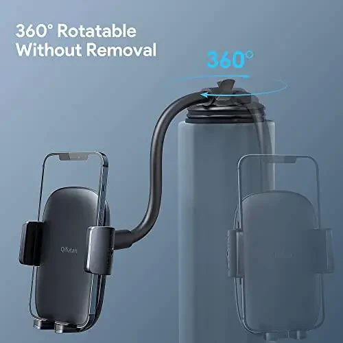 Qifutan Cell Phone Holder for Car Phone Mount Long Arm Dashboard Windshield Car Phone Holder Anti-Shake Stabilizer Phone Car Holder Compatible with All Phone Android Smartphone, Black - 5