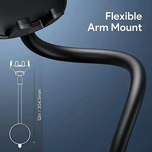 Qifutan Cell Phone Holder for Car Phone Mount Long Arm Dashboard Windshield Car Phone Holder Anti-Shake Stabilizer Phone Car Holder Compatible with All Phone Android Smartphone, Black - 4