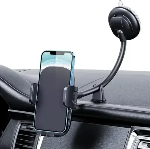 Qifutan Cell Phone Holder Long Arm Dashboard Windshield Car Phone Holder Anti-Shake Stabilizer Phone Car Holder Compatible with Phone Smartphone Grey - QIFUTAN