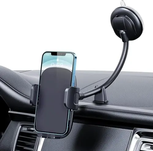 Qifutan Cell Phone Holder Long Arm Dashboard Windshield Car Phone Holder Anti-Shake Stabilizer Phone Car Holder Compatible with Phone Smartphone Grey - QIFUTAN