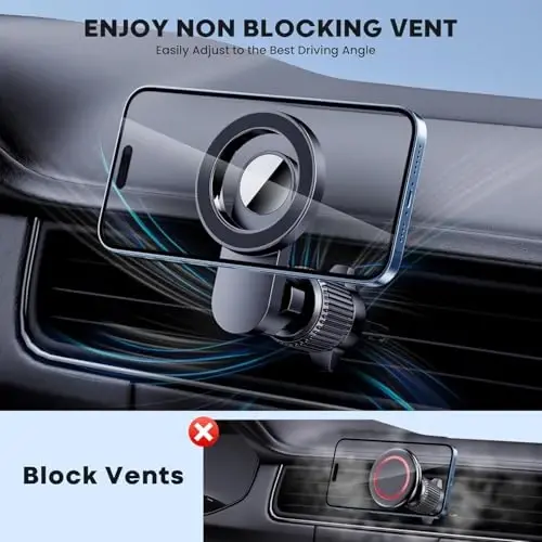 Qifutan for MagSafe Car Mount Cell Phone Holder for Car Phone Mount Air Vent Car Phone Holder Phone Car Holder Compatible with All Phone Android Smartphone - 4