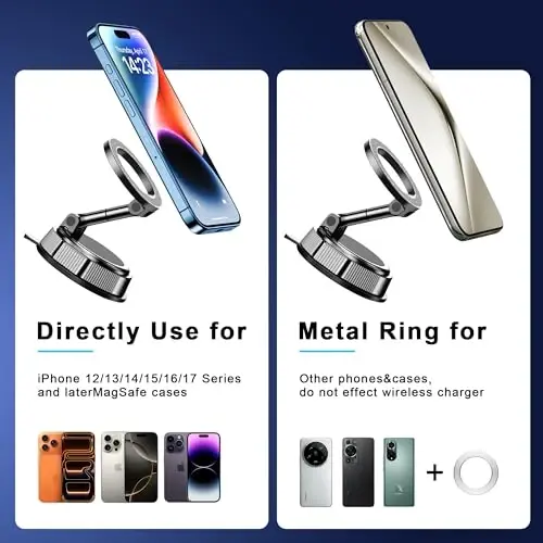 Qifutan for MagSafe Car Phone Holder Mount Phone Mount for Car Windshield Dashboard Air Vent Universal Hands Free Automobile Cell Phone Holder Fit for iPhone Smartphone Camera Mounts - 6