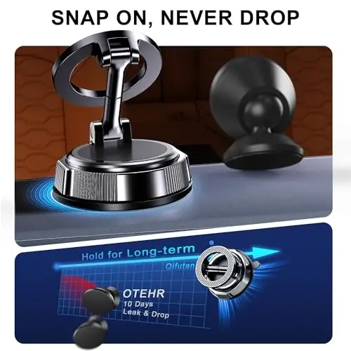 Qifutan for MagSafe Car Phone Holder Mount Phone Mount for Car Windshield Dashboard Air Vent Universal Hands Free Automobile Cell Phone Holder Fit for iPhone Smartphone Camera Mounts - 3