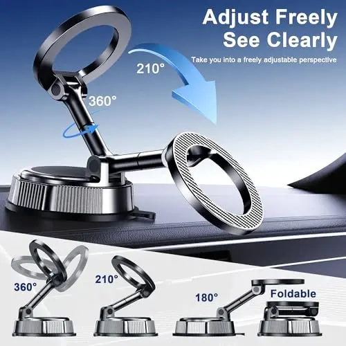 Qifutan for MagSafe Car Phone Holder Mount Phone Mount for Car Windshield Dashboard Air Vent Universal Hands Free Automobile Cell Phone Holder Fit for iPhone Smartphone Camera Mounts - 5