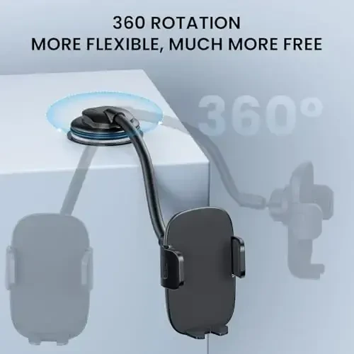 Qifutan mobil telefoni ushlagichi uzun qo'lli panel oynasi avtomobil telefoni ushlagichi silkinishga qarshi stabilizator telefon avtomobil ushlagichi telefon smartfoni bilan mos keladi kulrang - 5