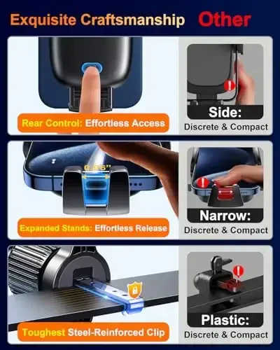 Qifutan Phone Holders for Your Car Cell Phone Mount for Car Mount Windshield Dashboard Air Vent Universal Hands Free Automobile Cell Phone Holder Fit for iPhone Smartphone Camera Mounts - 7