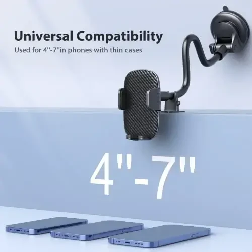 Qifutan Telefon Ulagichi - 14 dyuymli uzun tutqichli oynaga o'rnatiladigan avtomobil telefon ushlagichi iPhone Android smartfonlari uchun tebranishga qarshi stabilizatorli avtomobil o'rnatmasi - 7
