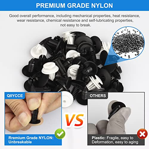 QIIYCCE 120PCS Car Clips & Plastic Rivets - 6 Popular Sizes, Fits Bumpers, Fenders & Most Car Models, Ideal for Body Fixing & Replacement - 3