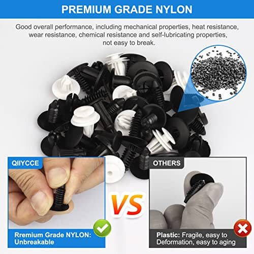 QIIYCCE 120PCS Car Clips & Plastic Rivets - 6 Popular Sizes, Fits Bumpers, Fenders & Most Car Models, Ideal for Body Fixing & Replacement - 3