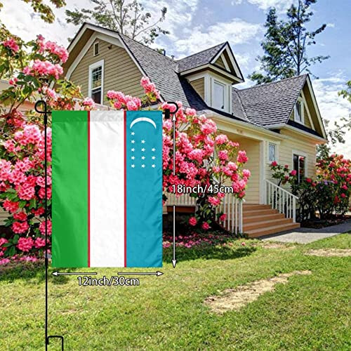 QIKLMMA Flag of Uzbekistan Garden Flag 12x18 Inch Double Sided Outside Farmhouse Decor Banner Yard Welcome Flags, White - 2