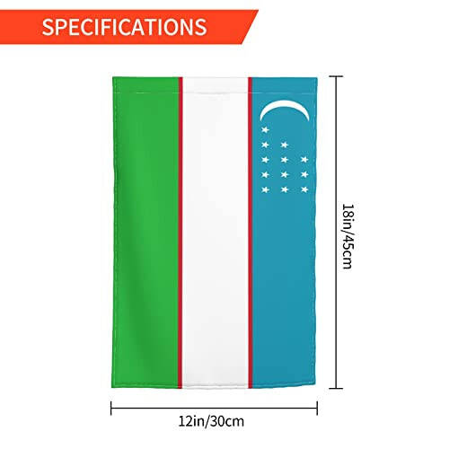 QIKLMMA Флаг Узбекистана Садовый Флаг 12x18 Дюймов Двусторонний Наружный Декор Фермы Баннер Двор Хош Гелдиниз Флаги, Белый - 4