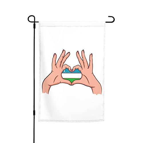 QIKLMMA Holding Love In Your Hands Flag Of Uzbekistan Garden Flag 12x18 Inch Double Sided Outside Farmhouse Decor Banner Yard Welcome Flags, White - 1