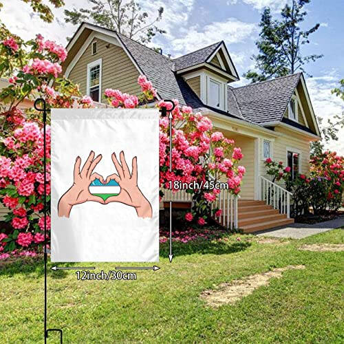 QIKLMMA Holding Love In Your Hands Flag Of Uzbekistan Garden Flag 12x18 Inch Double Sided Outside Farmhouse Decor Banner Yard Welcome Flags, White - 2