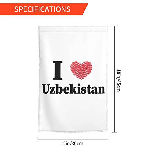 QIKLMMA I Love Uzbekistan Garden Flag 12x18 Inch Double Sided Outside Farmhouse Decor Banner Yard Welcome Flags, White - 4