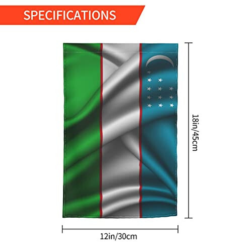 QIKLMMA Silk Style Flag Of Uzbekistan Garden Flag 12x18 Inch Double Sided Outside Farmhouse Decor Banner Yard Welcome Flags, White - 4