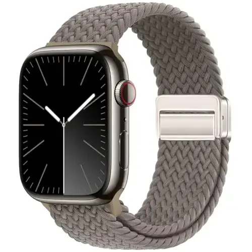 Qimela Sport Loop Compatible with Apple Watch Band 38mm 40mm 41mm 42mm 44mm 45mm 46mm 49mm for Women Men,Magnetic Strap Stretchy Braided Wristband for iWatch Series 11 10 9 8 7 6 5 4 SE Ultra 3 2 1 
