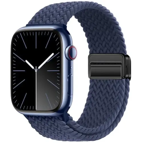 Qimela Sport Loop Compatible with Apple Watch Band 38mm 40mm 41mm 42mm 44mm 45mm 46mm 49mm for Women Men,Magnetic Strap Stretchy Braided Wristband for iWatch Series 11 10 9 8 7 6 5 4 SE Ultra 3 2 1 - QIMELA