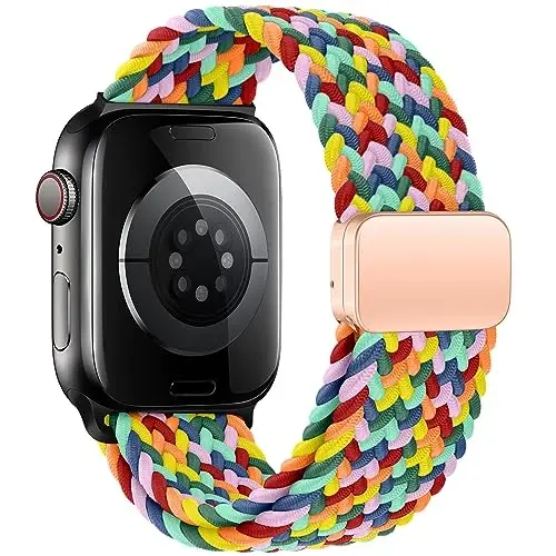 Qimela Sport Loop Compatible with Apple Watch Band 38mm 40mm 41mm 42mm 44mm 45mm 46mm 49mm for Women Men,Magnetic Strap Stretchy Braided Wristband for iWatch Series 11 10 9 8 7 6 5 4 SE Ultra 3 2 1 - QIMELA (1)