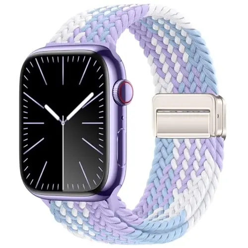 Qimela Sport Loop Apple Watch Band 38mm 40mm 41mm 42mm 44mm 45mm 46mm 49mm ayollar erkaklar uchun, iWatch Series 11 10 9 8 7 6 5 4 SE Ultra 3 2 1 uchun magnitli elastik o'ralgan bilaguzuk - QIMELA