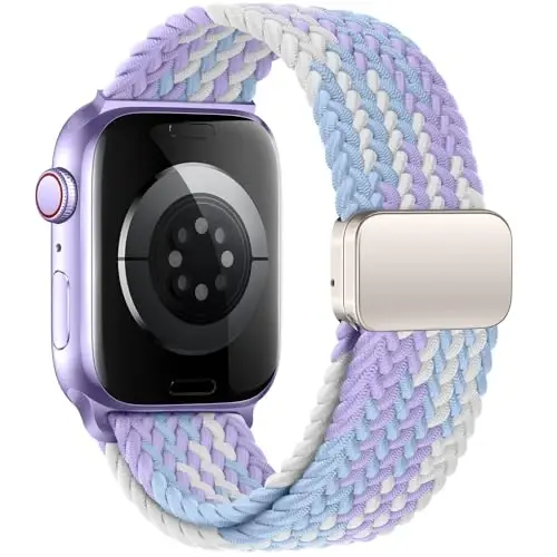 Qimela Sport Loop Apple Watch Band 38mm 40mm 41mm 42mm 44mm 45mm 46mm 49mm ayollar erkaklar uchun, iWatch Series 11 10 9 8 7 6 5 4 SE Ultra 3 2 1 uchun magnitli elastik o'ralgan bilaguzuk - 2