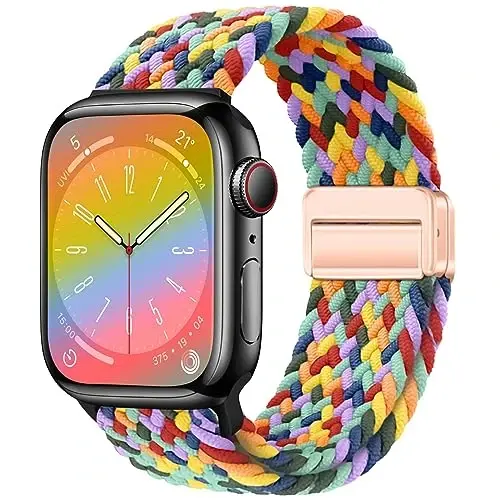Qimela Sport Loop Apple Watch Band 38mm 40mm 41mm 42mm 44mm 45mm 46mm 49mm ayollar erkaklar uchun mos, iWatch Series 11 10 9 8 7 6 5 4 SE Ultra 3 2 1 uchun magnitli elastik o'ralgan bilaguzuk - QIMELA