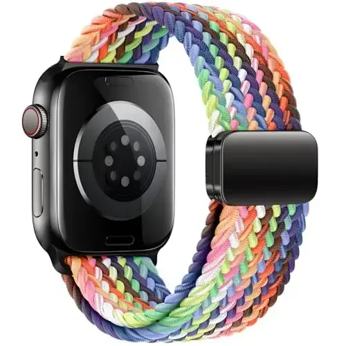 Qimela Sport Loop Apple Watch Band 38mm 40mm 41mm 42mm 44mm 45mm 46mm 49mm ayollar erkaklar uchun mos, magnitli, cho'ziluvchan o'rilgan bilaguzuk iWatch Series 11 10 9 8 7 6 5 4 SE Ultra 3 2 1 uchun - QIMELA (1)