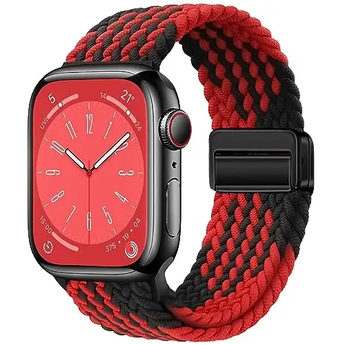 Qimela Sport Loop Apple Watch Band 38mm 40mm 41mm 42mm 44mm 45mm 46mm 49mm ayollar erkaklar uchun mos, magnitli tasma cho'ziluvchan o'ralgan bilaguzuk iWatch Series 11 10 9 8 7 6 5 4 SE Ultra 3 2 1 uchun - QIMELA
