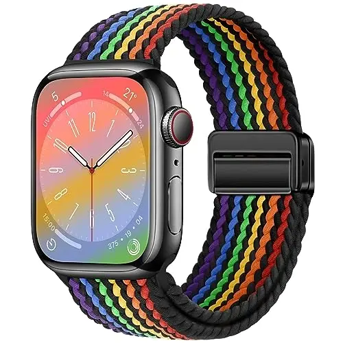 Qimela Sport Loop Apple Watch Band 38mm 40mm 41mm 42mm 44mm 45mm 46mm 49mm ayollar va erkaklar uchun, iWatch Series 11 10 9 8 7 6 5 4 SE Ultra 3 2 1 uchun magnitli elastik tarjima bilaguzuk - QIMELA