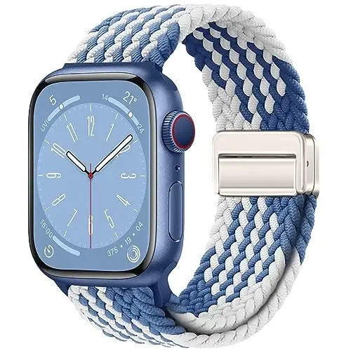 Qimela Sport Loop Apple Watch Band 38mm 40mm 41mm 42mm 44mm 45mm 46mm 49mm ayollar va erkaklar uchun, iWatch Series 11 10 9 8 7 6 5 4 SE Ultra 3 2 1 uchun magnitli elastik to'qilgan bilaguzuk - 1