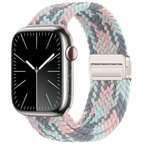 Qimela Sport Loop Apple Watch Band 38mm 40mm 41mm 42mm 44mm 45mm 46mm 49mm ayollar va erkaklar uchun mos, iWatch Series 11 10 9 8 7 6 5 4 SE Ultra 3 2 1 uchun magnitli, cho'ziluvchan o'ralgan bilaguzuk - 1