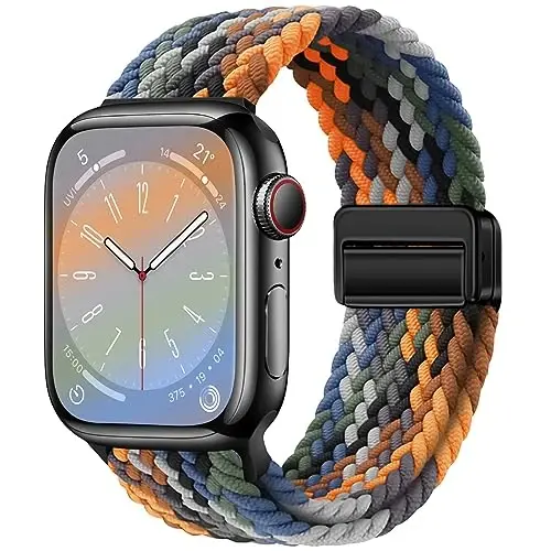 Qimela Sport Loop Apple Watch Band 38mm 40mm 41mm 42mm 44mm 45mm 46mm 49mm ayollar va erkaklar uchun mos, iWatch Series 11 10 9 8 7 6 5 4 SE Ultra 3 2 1 uchun magnitli cho'ziluvchan o'ralgan bilaguzuk - QIMELA