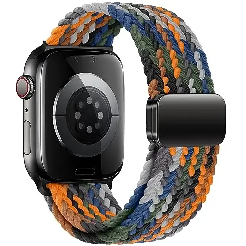 Qimela Sport Loop Apple Watch Band 38mm 40mm 41mm 42mm 44mm 45mm 46mm 49mm ayollar va erkaklar uchun mos, iWatch Series 11 10 9 8 7 6 5 4 SE Ultra 3 2 1 uchun magnitli cho'ziluvchan o'ralgan bilaguzuk - QIMELA (1)